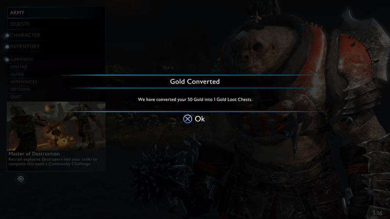 If you purchased gold in Shadow of War, it will be converted to one-time-use gold loot chests that can give you gear.